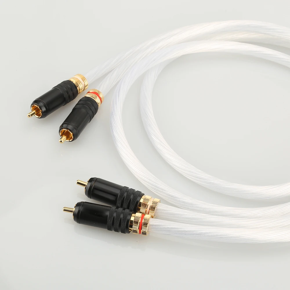 5N с серебряным покрытием + 24k золото штекер Rca 2RCA для меломанов аудио кабель дома