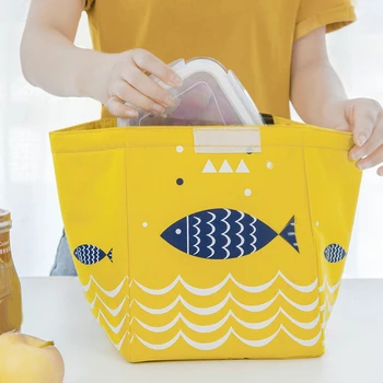 

Oxford Cloth Insulated Lunch Bag Food Storage Waterproof Office School Dinner Container Foldable Portable Student Cartoon
