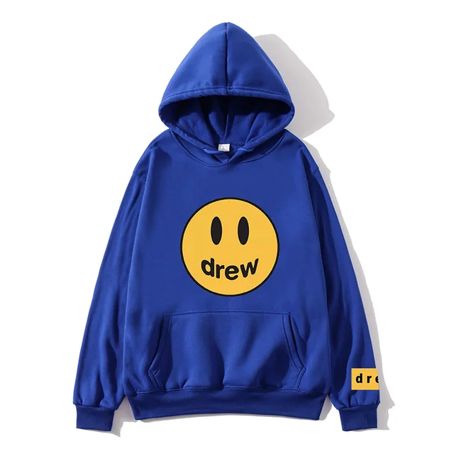 Sudaderas con capucha de Color azul para hombre y mujer de Drew House,  sudaderas con dibujo de cara de sonrisa Justin Bieber con capucha para  hombre|Sudaderas con capucha y sudaderas| - AliExpress