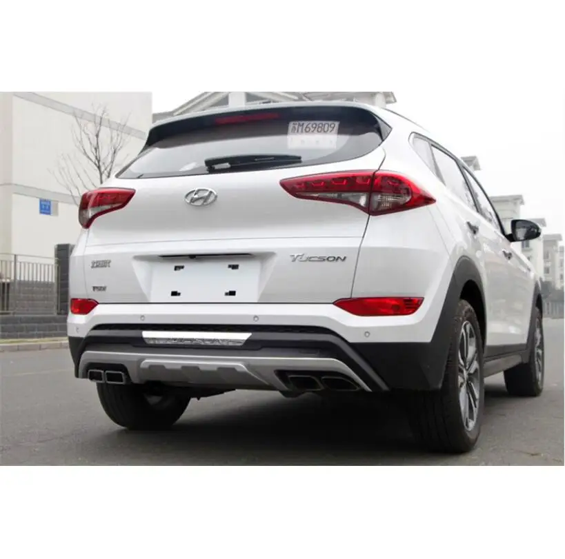 Для автомобильного бампера для hyundai Tucson. Высокое качество абсолютно ABS защитная пластина передняя+ задняя автомобильные аксессуары