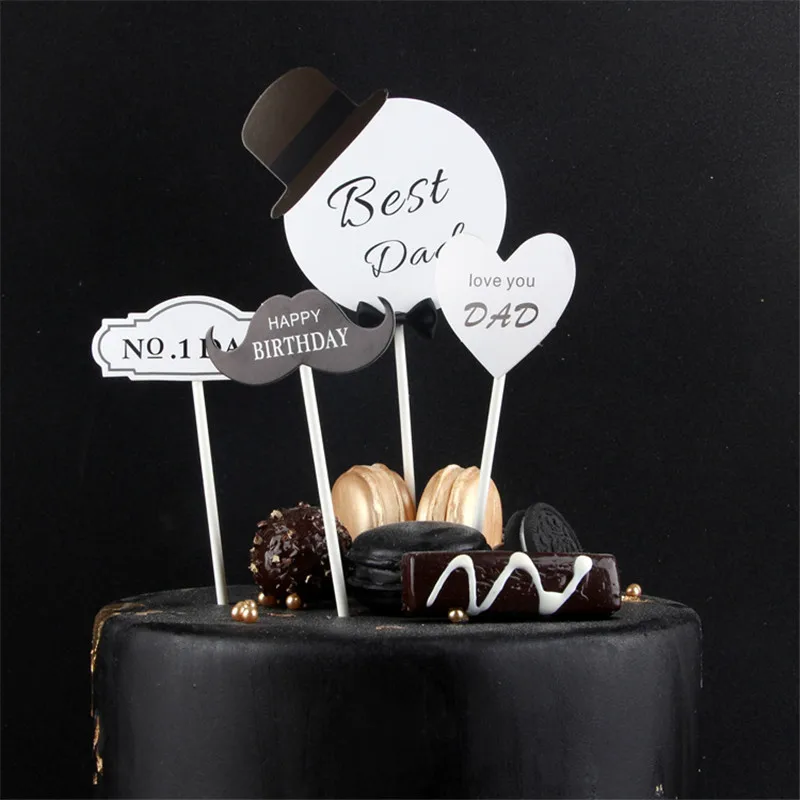 Cakelove набор из 4 предметов лучшие папа кекс Топпер День Рождения Декор торт Топпер для кекса Топпер с днем рождения поставки - Цвет: style 1