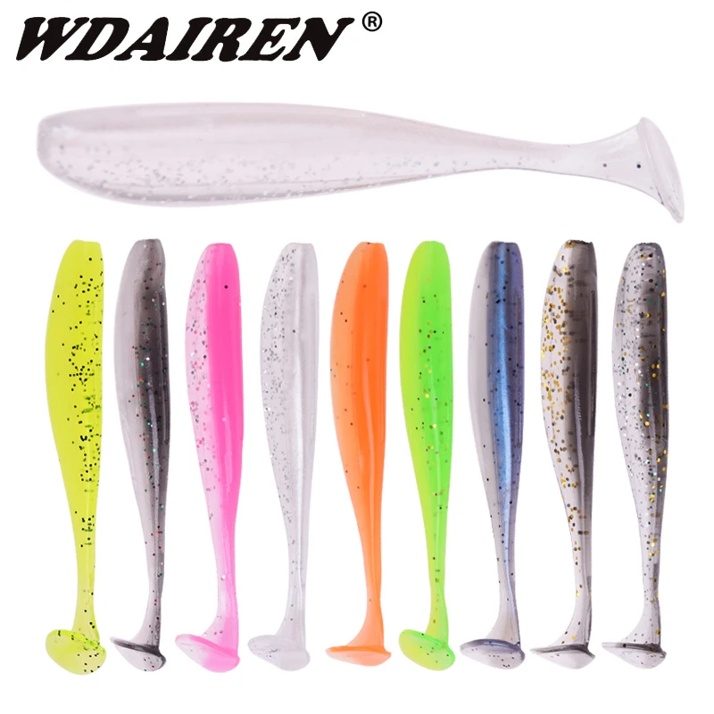 5pcs Flexible Soft Squid Lures Silicone Lure With Luminous Eyes Swimbaits Wobbler Soft Bait Artificial Bait