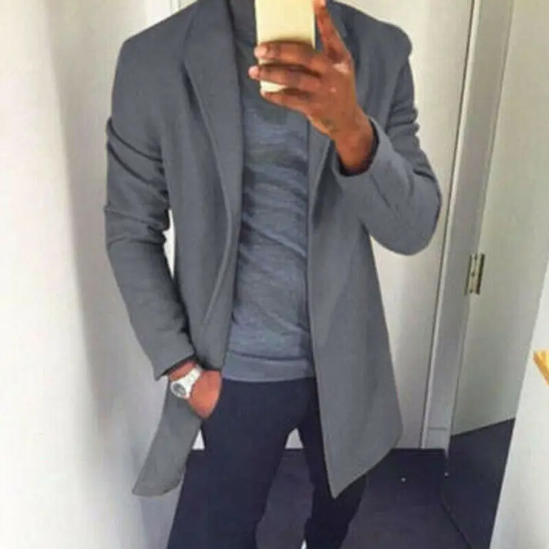2020 Fashion Trend NEW Men Winter Spring Warm Coat Trench Outwear Overcoat Solid Pockets Long Open Stitch Casual Peacoat Tops 2020 Fashion Trend NEW Men Winter Spring Warm Coat Trench Outwear Overcoat Solid Pockets Long Open Stitch Casual Peacoat Tops