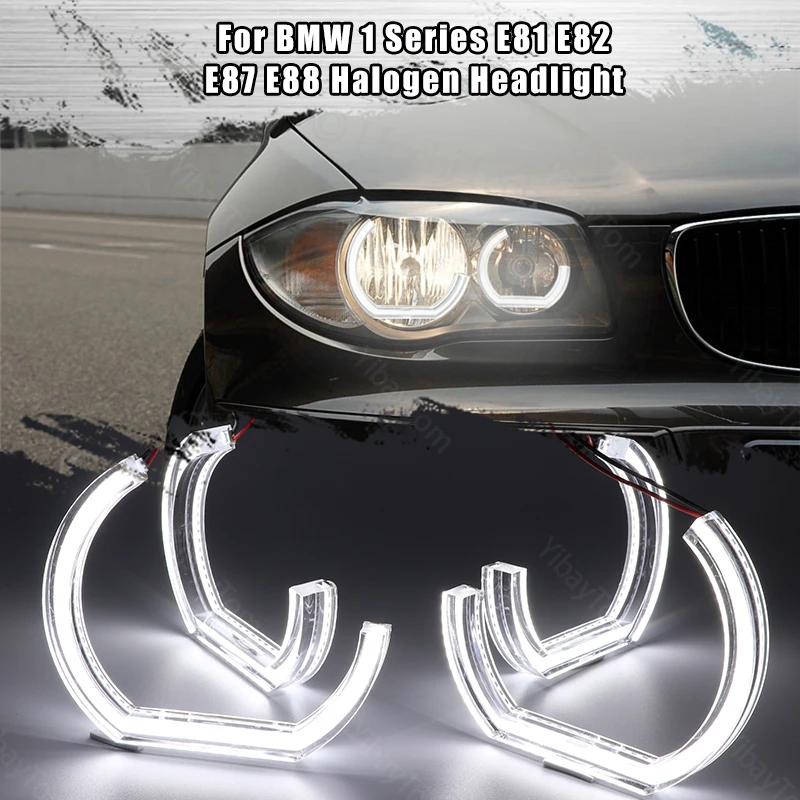 

Галогенная фара для BMW 1 серии E81, E82, E87, E88, высококачественный стиль DTM, белые Кристальные Светодиодные глаза ангела