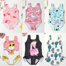 Cacto impressão bebê menina maiô de uma peça plissado crianças roupa de banho 3-8 anos bonito crianças menina maiô criança verão praia wear(China)