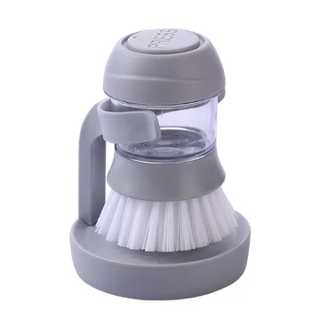 

Press Type Non-stick Oil Automatic Liquid Addition Decontamination Wash Pot Brush Kitchen Washing Utensils Liquid Soap Dispenser