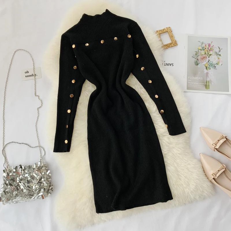Хорошее качество теплое трикотажное платье свитер 2019 Ins модное осенне зимнее