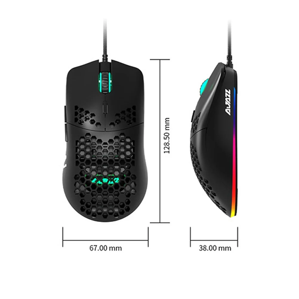 Aj390 Wired Hollow Out 6 Led Light Adjustable dpi 7 Keys Gaming Mouse Mice Mice Aliexpress