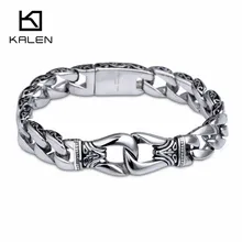 316 нержавеющая сталь Серебряный браслет на запястье для мужчин 22 см Высокое качество панк звено цепи браслеты на запястье Homme ювелирные изделия