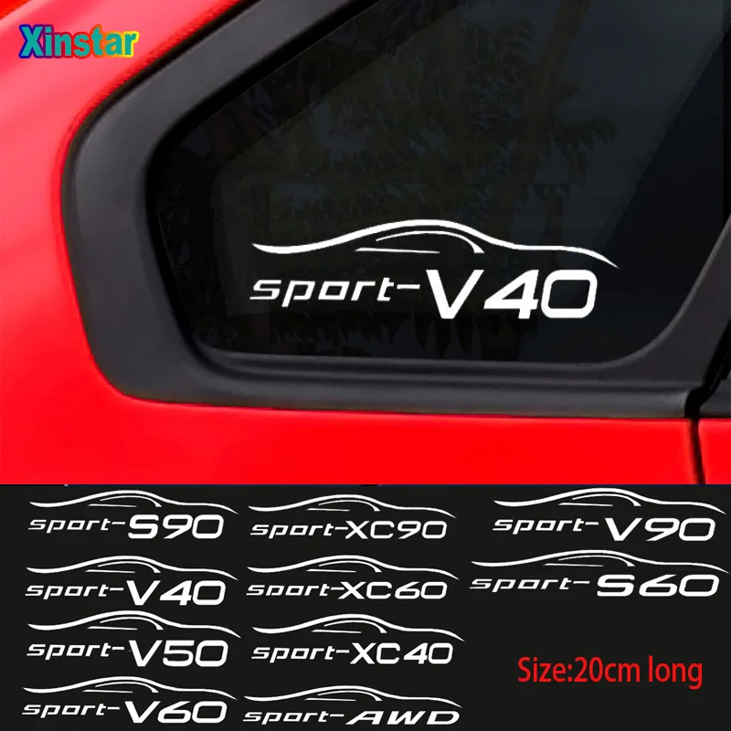 

2pcs car windows sticker for Volvo S60 XC90 V40 V50 V60 S90 V90 XC60 XC40 AWD T6 Accessories