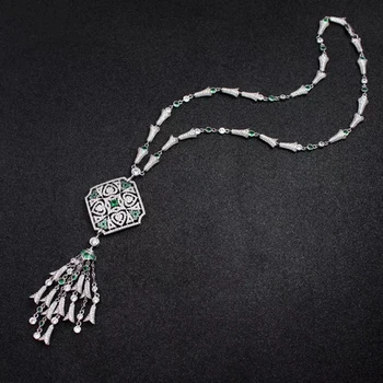 

Hot Brand Fashion Party Feast Jewelry For Women Banquet Tassel Pendant Crystal Necklace Hyperbole Necklace Fine Costume Jewelry