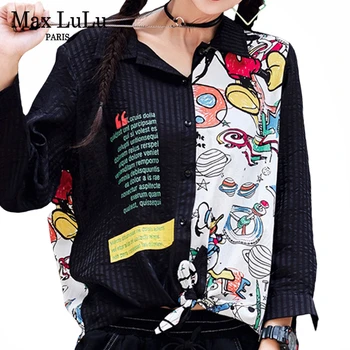 

Max LuLu European Designer Tops Ladies 2020 Autumn Punk Streetwear Womens Vintage Printed Shirts Casual Loose Oversized Blouses
