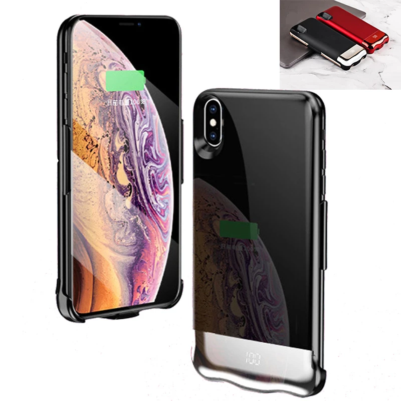 

For Iphone XR XS Max Power Case 6000 Mah Metal Frame Battery Bank Charger Cover Smart For Iphone XS Max Power Case
