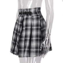 Новые женские юбки в стиле панк с рюшами черные плиссированные мини юбки готические плиссированные юбки с высокой талией с пряжкой уличная весенняя одежда