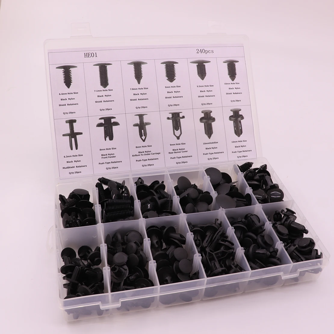 

EIDRAN 240pcs Plastic Car Body Retainer Push Type Pin Rivet Trim Clip Panel Moulding Assortment Fits For Almost Car Models