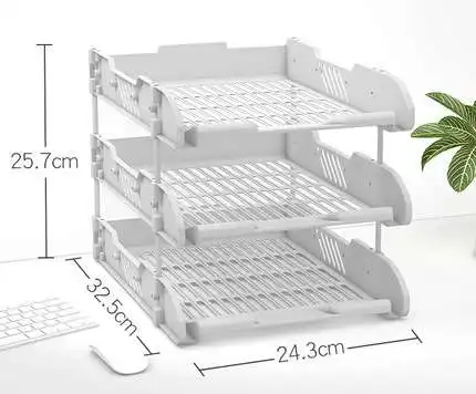 Трехуровневая полка для файла стеллаж для выставки товаров канцелярские принадлежности папка ящик для хранения офис файл Колонка 3-х уровневая файл информация корзина - Цвет: NO3
