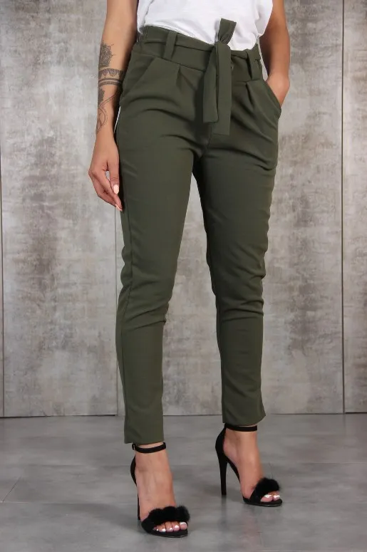 NORMOV, сексуальные однотонные брюки с высокой талией, штаны с поясом, женские повседневные штаны в стиле Харадзюку, женские уличные брюки - Цвет: Зеленый