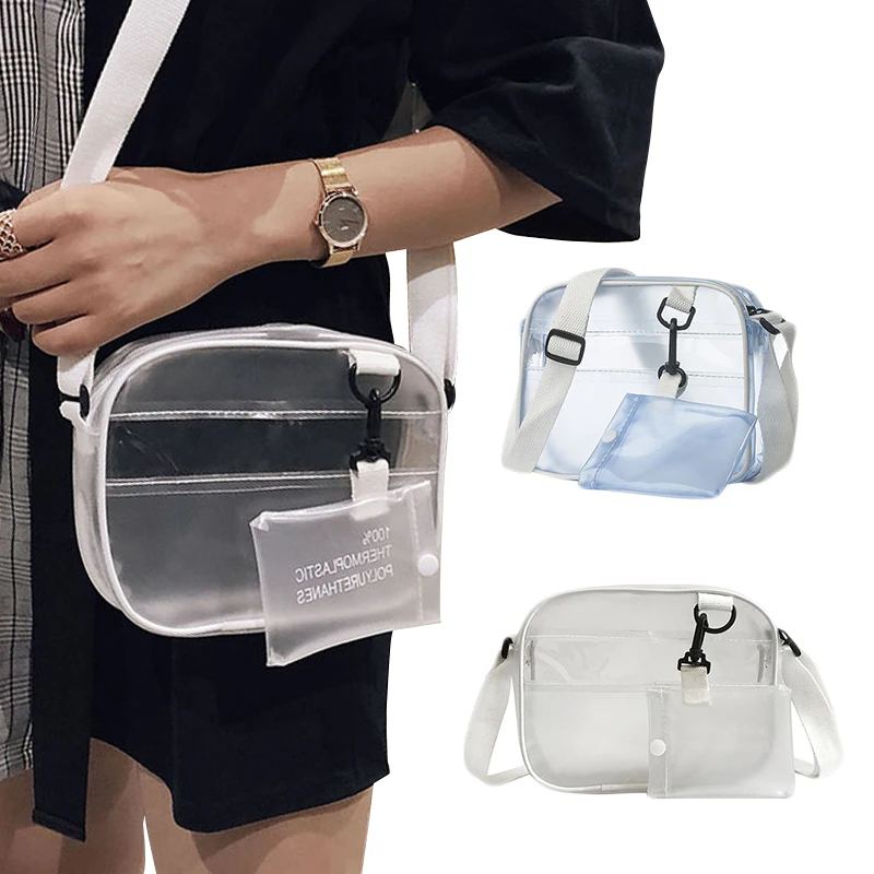 

Fashion Casual PVC Transparent Clear Women Crossbody Bags Shoulder Bag Handbag Crossbody Bags with Card Holder Wide Straps Flap