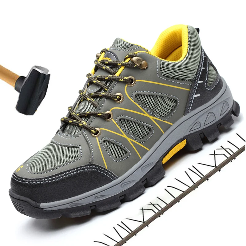 

Fashion Sneakers Steel Toe Cap Outdoor Work Flats Zapatos Hombre Men Safety Work Shoes Men Casual Shoes Army Mesh Breathable