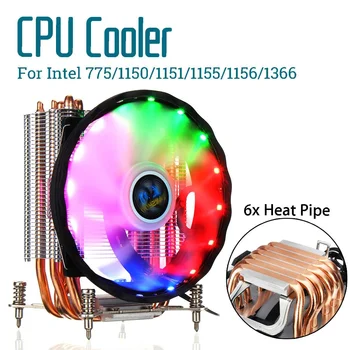 

6 Heatpipe CPU Cooler Cooling Fan Quiet Fan Cooler 12cm Fan Radiator Heatsink Cooler for Intel 775/1150/1151/1155/1156/1366/2011