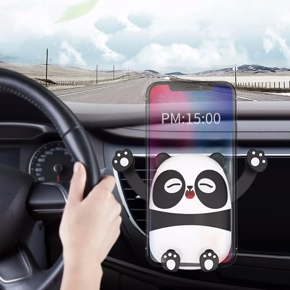 Милый автомобильный держатель Panda для смартфона, держатель для мобильного телефона, gps, держатель для вентиляционного отверстия, универсальная подставка