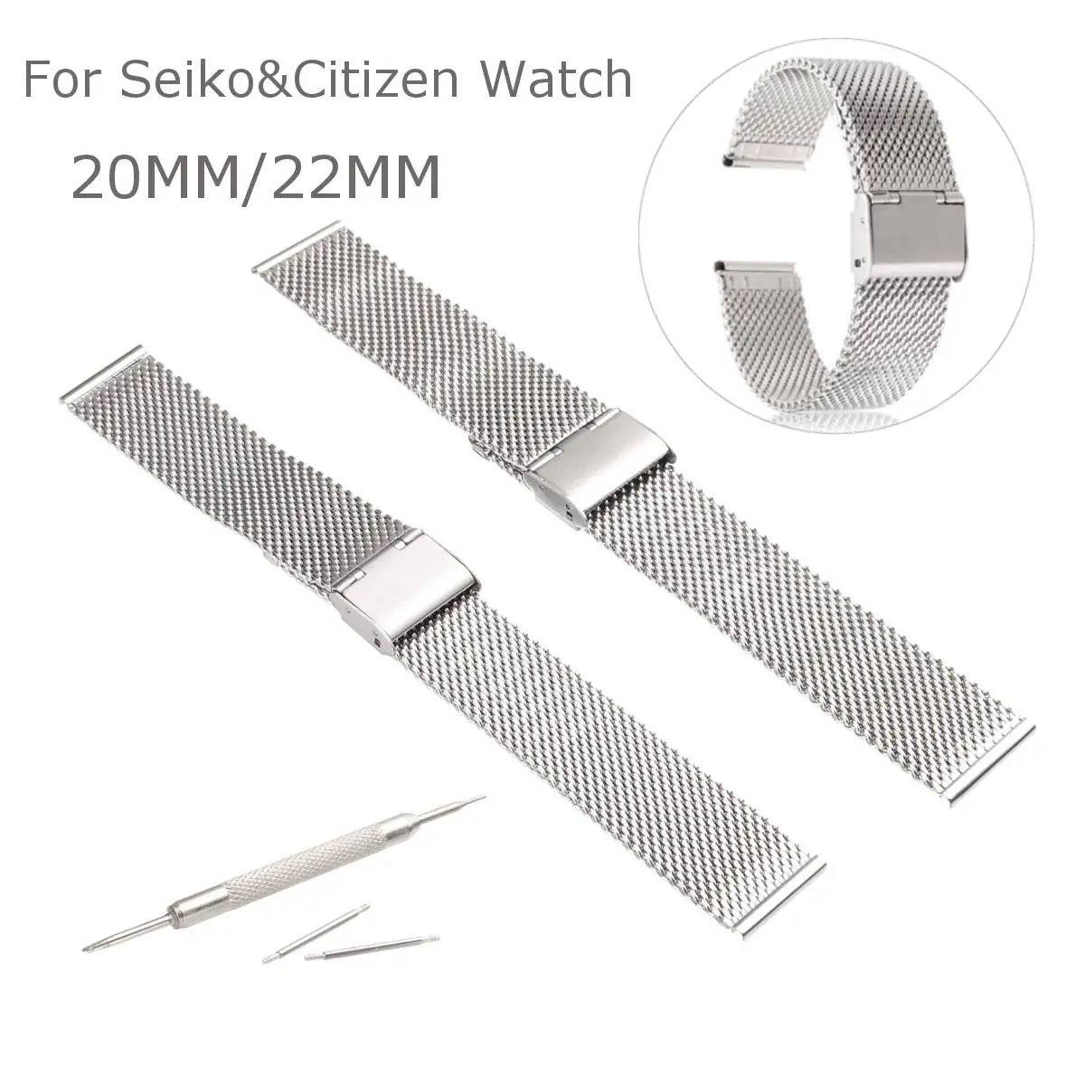 Leisures Ремешки для наручных часов 20 мм/22 мм сменный Браслет часы ремешок серебро