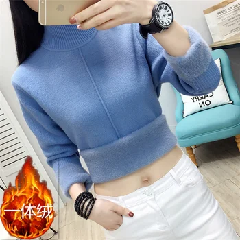 

Plush women's sweater women's knitting bottoming sweater high collar with autumn and winter wear 2019 new trend
