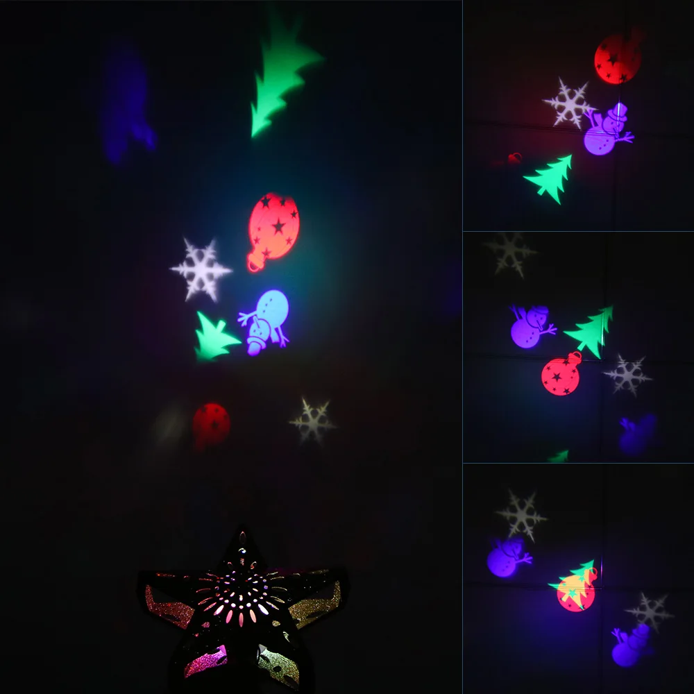 Рождественские украшения Дерево Топ Свет звезда форма регулируемый светодиодный Снеговик полоса RGB Световой лазерный проектор