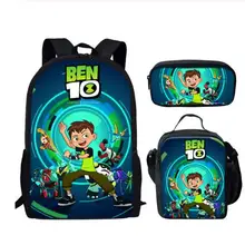 Носки с рисунками из мультфильма «Бен 10» для игры для детей, 3 предмета, школы, в комплекте с набором подходящих сумок Большой Студенческий Рюкзак Детские сумки через плечо сумка для мальчиков и девочек Mochila