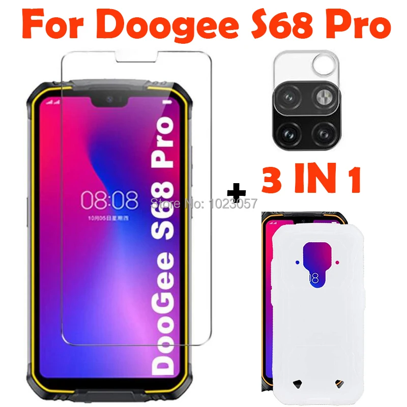 3 в 1 чехол + Камера закаленное Стекло на Doogee S68 Pro экрана мобильного телефона Для 3D