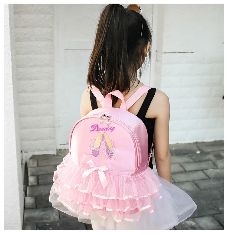 Pink Dance Bag For Girls Pink Tutu-Themed Gym Duffle With Keychain