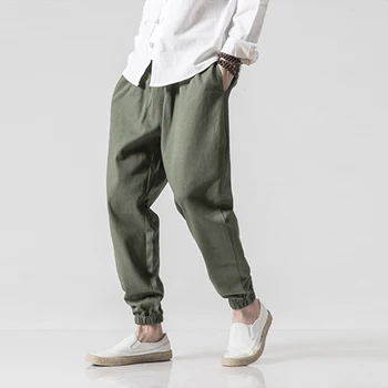 

New Fashion Beam Closed Feet Pants Men Elastic Waist Casual Pants Black ArmyGreen Brown Plus Size M-5XL