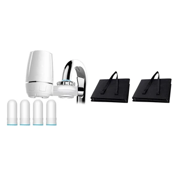 

2 Pcs Grocery Bag Foldable Shopping Storage Zipper Tote Bag & 1 Set Tap Water Filter System,with Filter Change Reminder