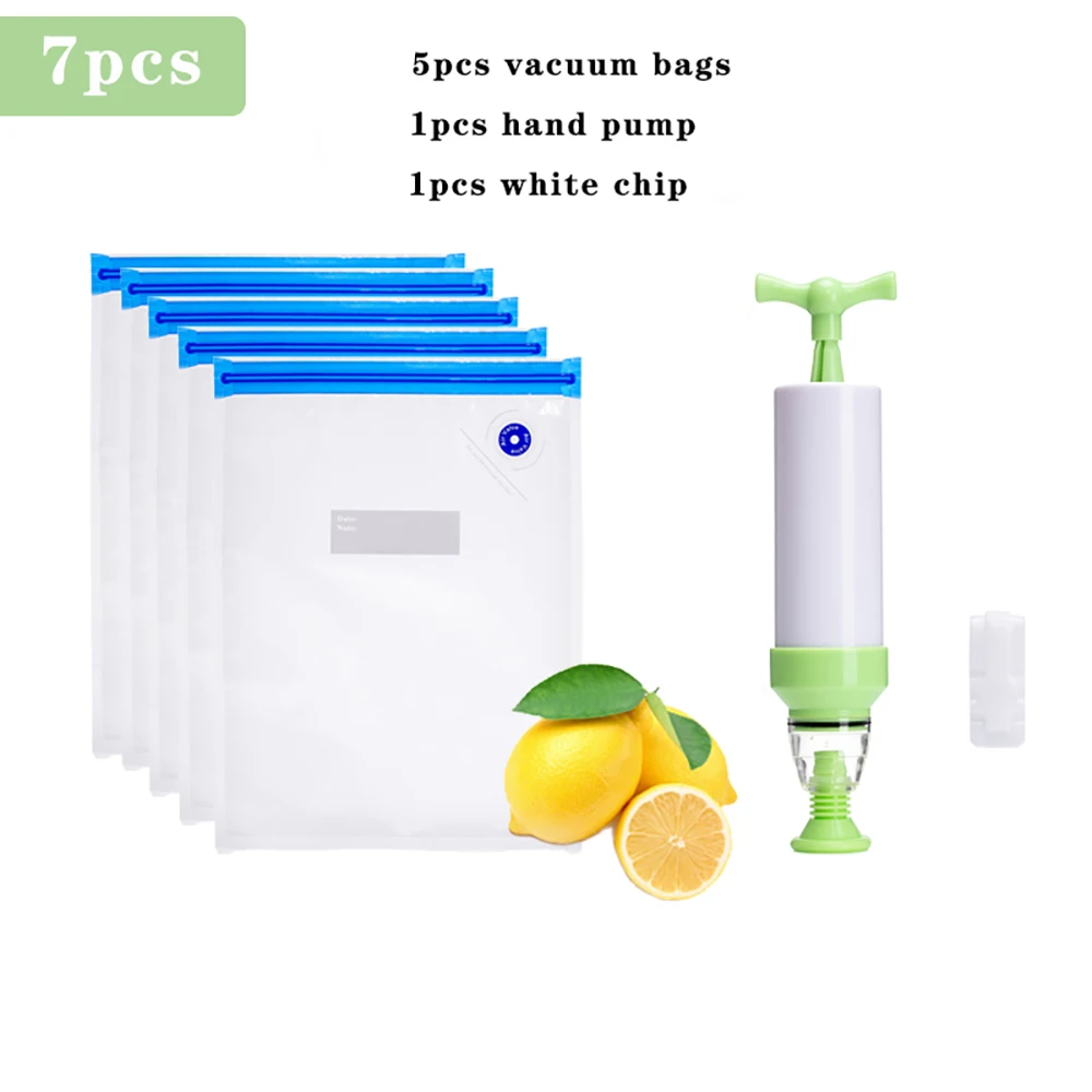 

Reusable BPA Free Sous Vide Home Kitchen Vacuum Seal Sealer Food Storage Zip Packing Bags with Hand Pump