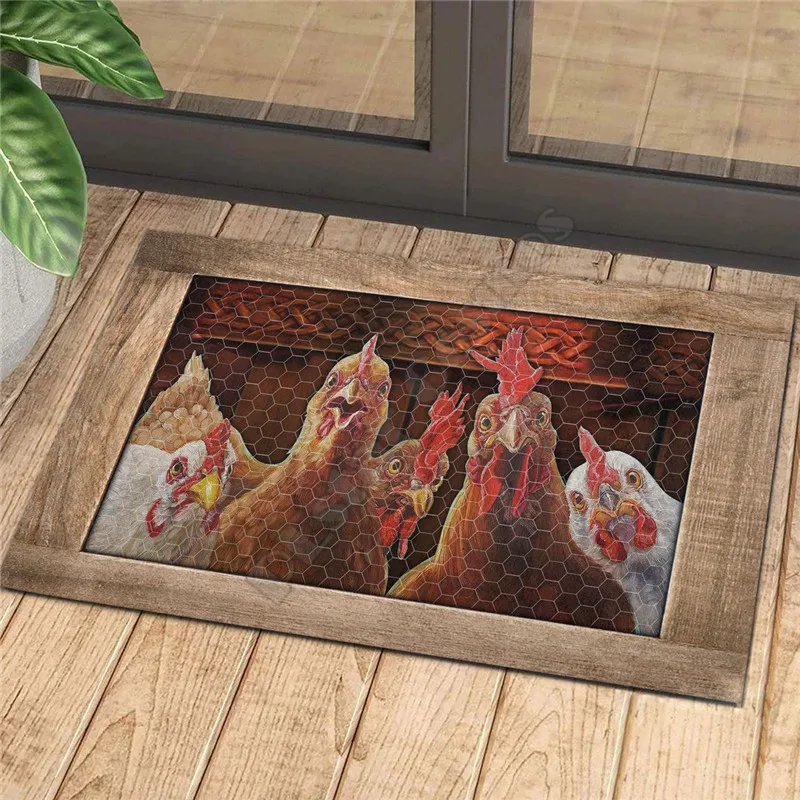 

Дверной коврик с 3D рисунком петуха, курицы, напольные коврики, коврик для украшения крыльца