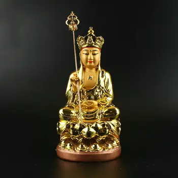 

Chinese Resin Gild Buddhism Ksitigarbha Boddhisattva Budhha Hold Crosier Statue
