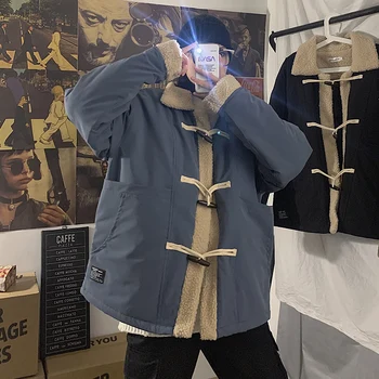 

Winter Thickening Lamb Hair Jacket Men's Warm Fashion Parka Men Casual Lapel Coat Man Wild Loose Cotton Jacket Large Size M-5XL