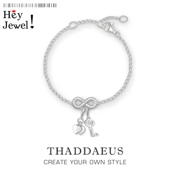 

Hearts & Key Charm Bracelets Link Chain 925 Sterling Silver 2020 Summer Romantic Fashion Club Jewelry Europe Style Women Gift