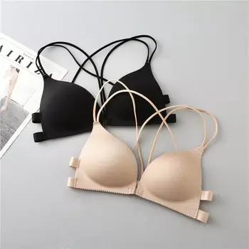 

1/2pcs Women Bra Back Strap Lingerie Bra Front Closure Wire Free Fashion Bra Sexy Padded Lingerie Bralette Gather Push Up Bras