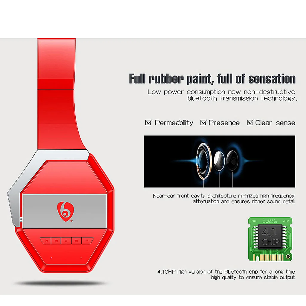 BT-606 Stereo Earphone Wireless Headband Gaming Card Radio Bluetooth Headset