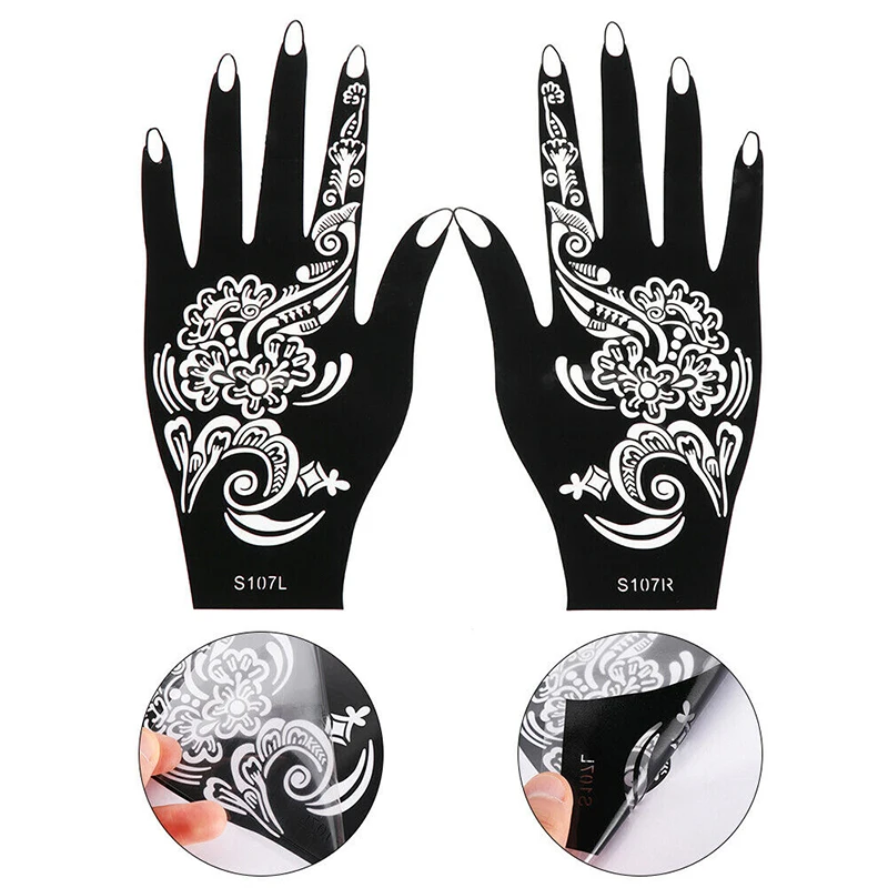 Fashion hennè Tattoo Stencil tatuaggi temporanei a mano fai da te Body Art Paint Sticker Template Indian Wedding Painting Kit Tools Hot