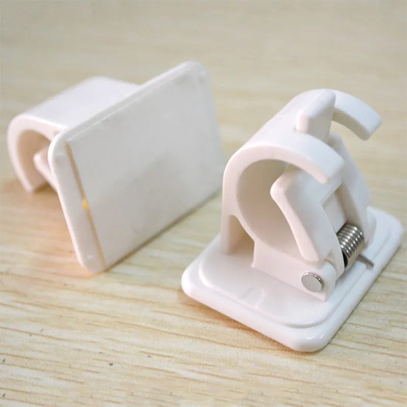 HURZ Hanging Rod End Hanging Clips Adhesive Wall Hanging Curtain Hanging Rod Clip Hook Suction Box 2 Pack Set
