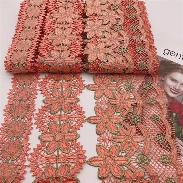 16colors in stock  Wholesale new Polyester Venise Lace suit african lace for wedding DIY crafted shell pink