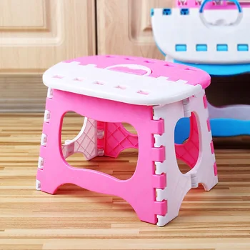 

Plastic folding stool Portable Multi Purpose Foldable travel Train Outdoor Sturdy Step Stool Home Kitchen Garage Blue/Pink H99F