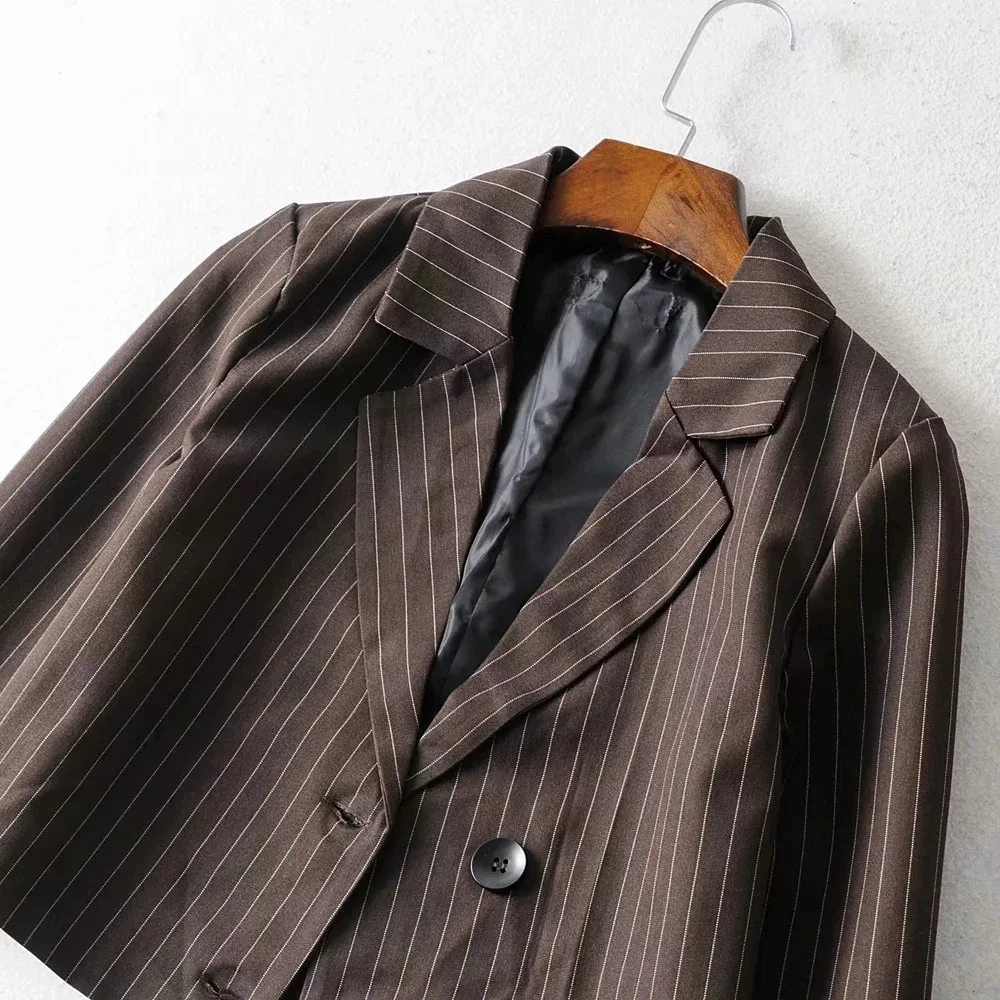 Vintage Striped Blazer Two Piece Set Women Long Sleeve Elegant Pencil Skirt Suits 2020 Summer Autumn Casual Female Chic Clothes