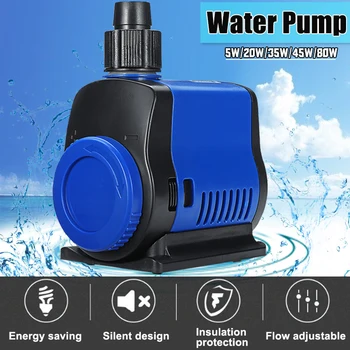 

5/14/20/35/45/80W 500-3500L/H Ultra-Quiet Submersible Water Pump Filter Fish Pond Fountain Aquarium Tank High-lift US Plug 220V