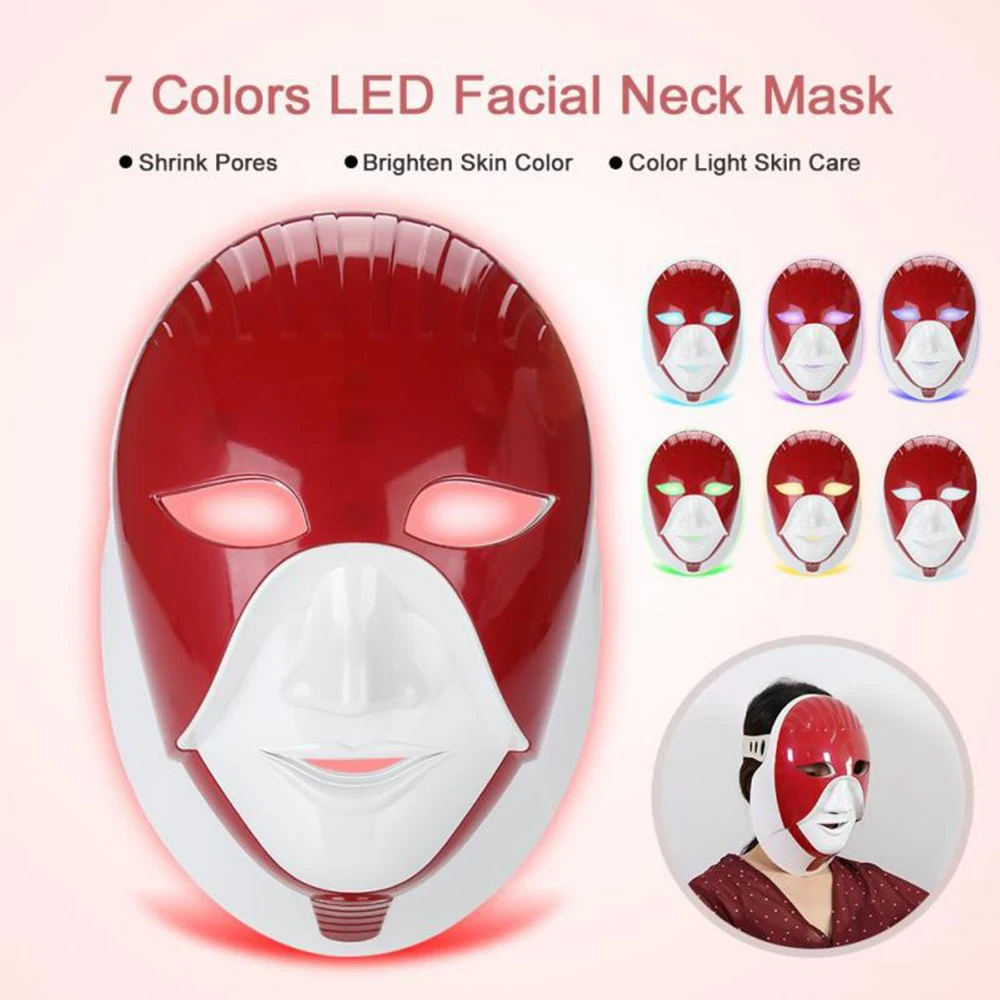 Светодиодная маска для лица, 7 цветов, светильник для красоты, устройство для омоложения кожи, прибор для ухода за кожей, красная фотонная терапия