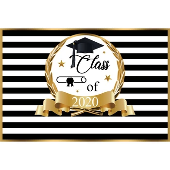 

Class Of 2020 Congratulations Graduation Backdrop Photophone Stripe Hat Photographic Background for Photography Vinyl Photozone