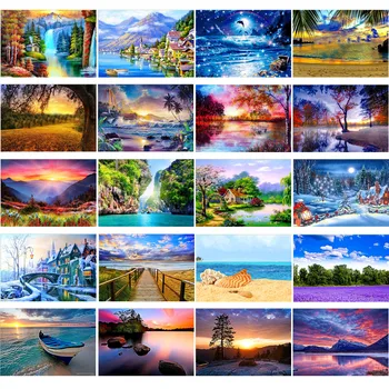 

Diamond embroidery diamond painting full circle landscape 5D DIY rhinestone picture cross stitch mosaic