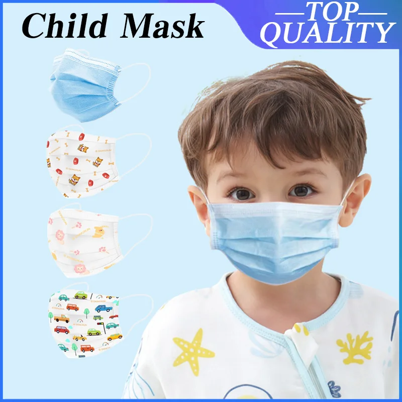 

50Pcs 3 layer Child mask Disposable Elastic Mouth Soft BreathableSoft Breathable Flu Hygiene Children's Kids Face Mask Cartoon